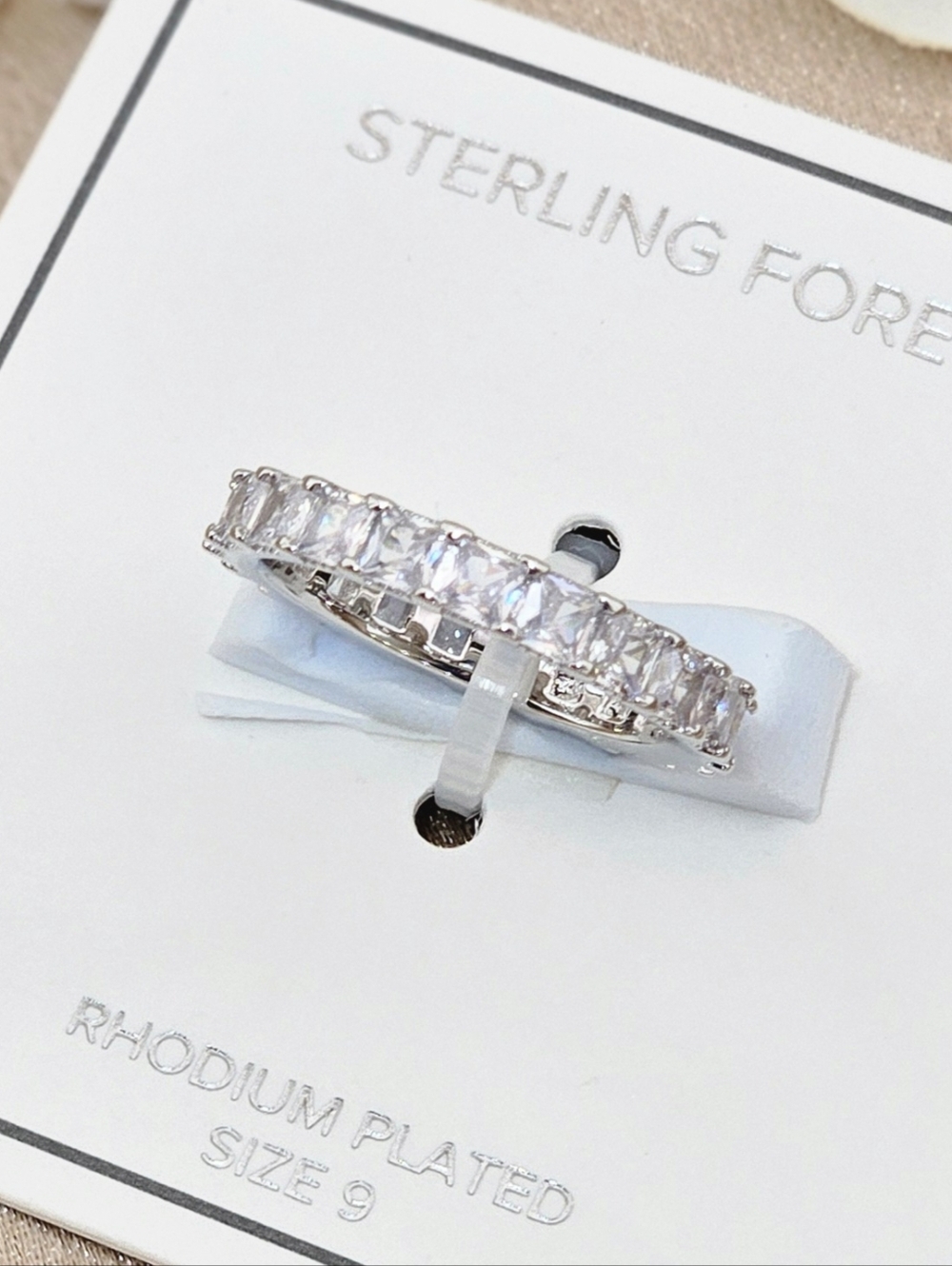 Sterling Forever Ring Size 9 Rhodium Plated Kylie Oval Crystal Eternity Ring New